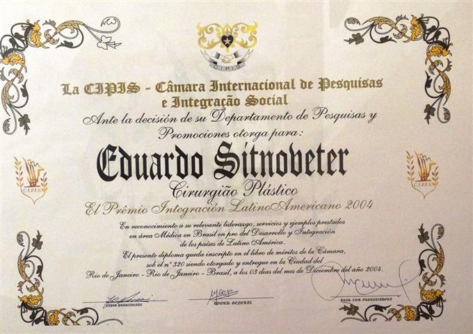 Premio Integração Latino Americano de Cirurgia Plástica.